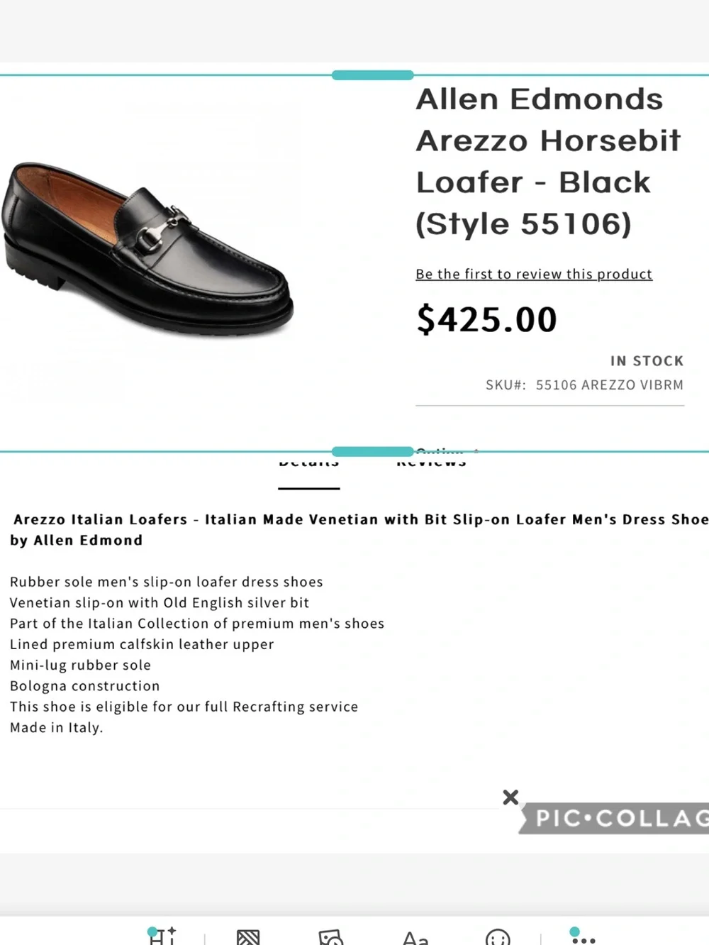 Allen Edmonds Arezzo Black Italian Leather Horsebit Slip-On Loafers 9.5